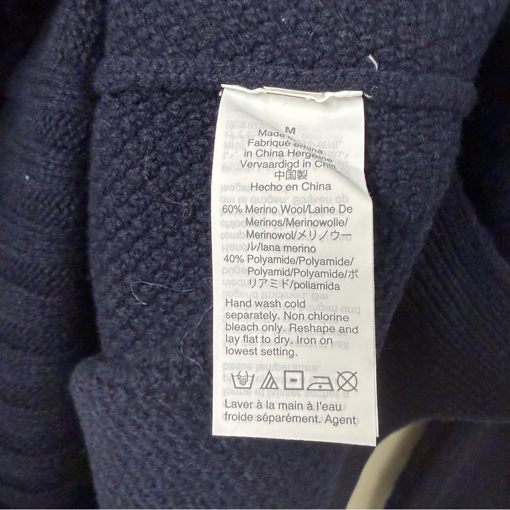 Madewell NWOT Patchwork Cableknit Tunic Crewneck‎ Navy Sweater Size Medium - Picture 5 of 7